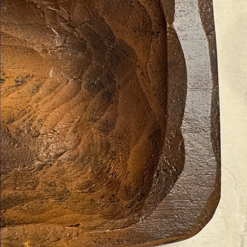 Hand-Carved Brown Wooden Dough Bowl - Rustic - Picture 4 of 7